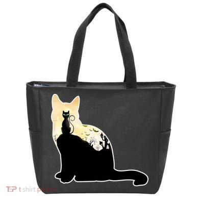 Black Cat Spooky Town Tote Bag