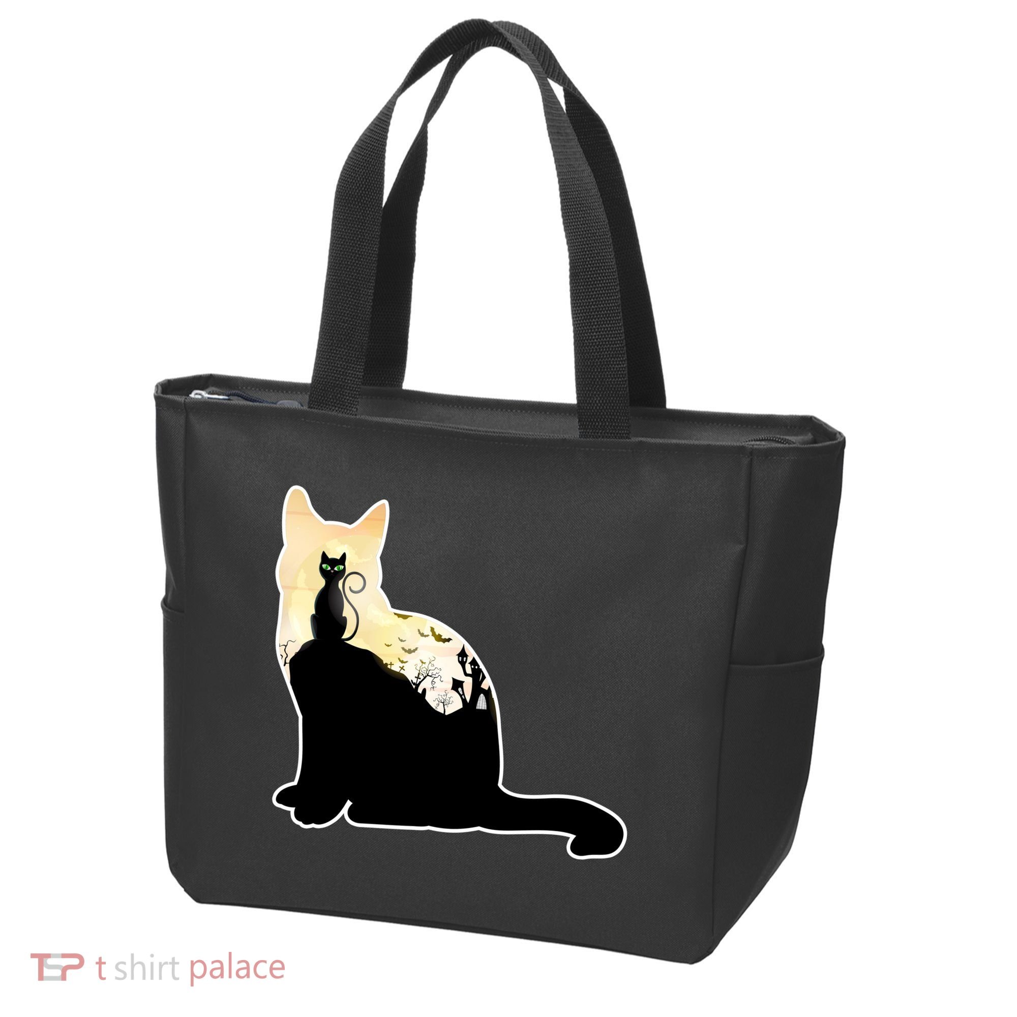 Black Cat Spooky Town Tote Bag