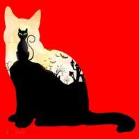 Black Cat Spooky Town Santa Hat thumb 1