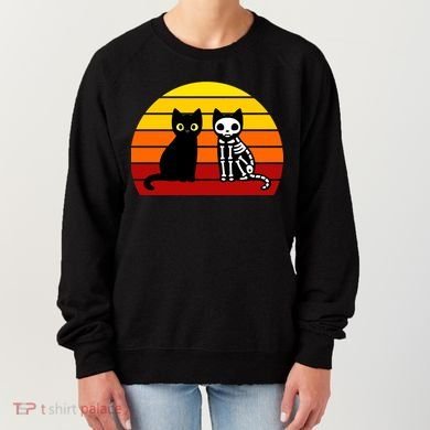 Black Cat Sunset Skeleton Women's Sweatshirt