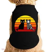 Black Cat Sunset Skeleton Doggie Tank thumb 0
