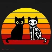 Black Cat Sunset Skeleton Doggie Tank thumb 4