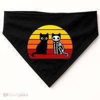 Black Cat Sunset Skeleton USA-Made Doggie Bandana thumb 0