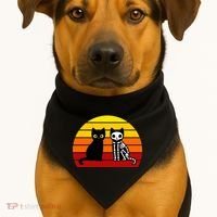 Black Cat Sunset Skeleton USA-Made Doggie Bandana thumb 1