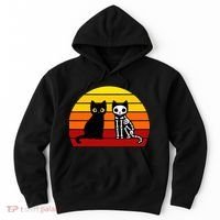 Black Cat Sunset Skeleton Hoodie thumb 0