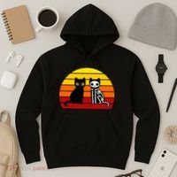 Black Cat Sunset Skeleton Hoodie thumb 3