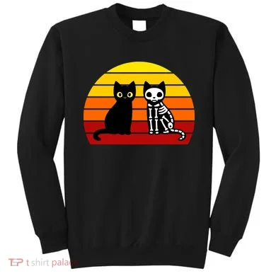 Black Cat Sunset Skeleton Sweatshirt