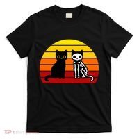 Black Cat Sunset Skeleton T-Shirt thumb 0