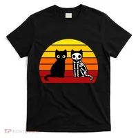 Black Cat Sunset Skeleton T-Shirt thumb 0