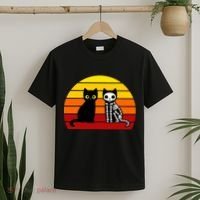 Black Cat Sunset Skeleton T-Shirt thumb 2