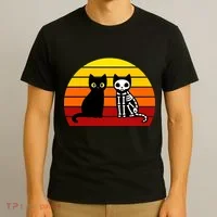 Black Cat Sunset Skeleton T-Shirt thumb 3