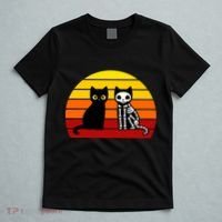 Black Cat Sunset Skeleton T-Shirt thumb 5