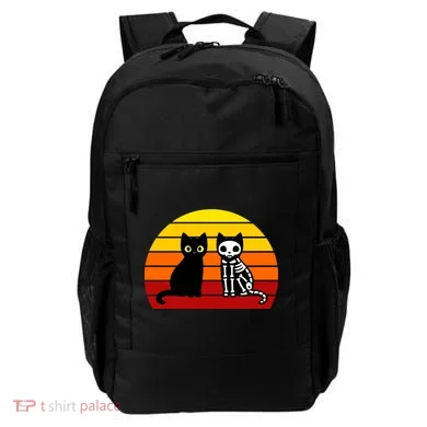 Black Cat Sunset Skeleton Backpack