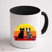 Black Cat Sunset Skeleton Coffee Mug thumb 1