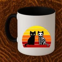 Black Cat Sunset Skeleton Coffee Mug thumb 2