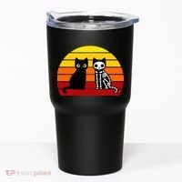 Black Cat Sunset Skeleton Tumbler thumb 0