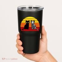 Black Cat Sunset Skeleton Tumbler thumb 2