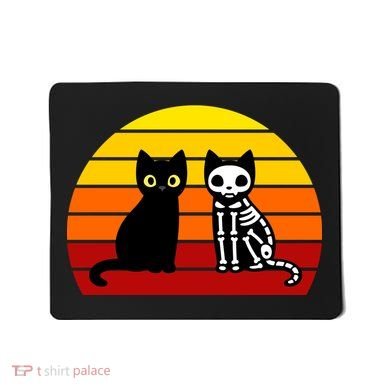Black Cat Sunset Skeleton Mousepad