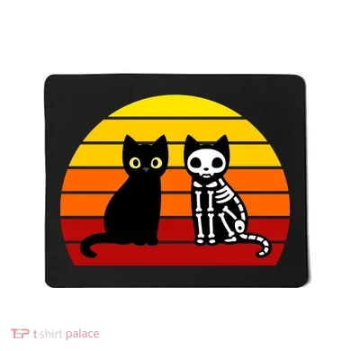 Black Cat Sunset Skeleton Mousepad