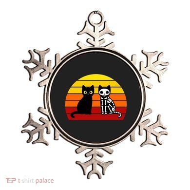 Black Cat Sunset Skeleton Ornament
