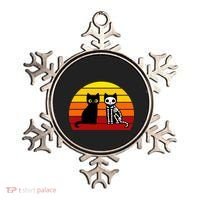 Black Cat Sunset Skeleton Ornament thumb 0