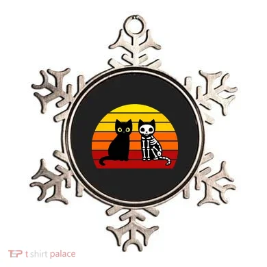 Black Cat Sunset Skeleton Ornament