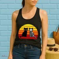 Black Cat Sunset Skeleton Women's Tank Top thumb 2