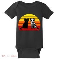 Black Cat Sunset Skeleton Baby Bodysuit thumb 0
