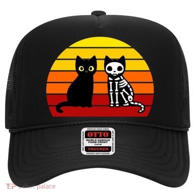 Black Cat Sunset Skeleton Hat