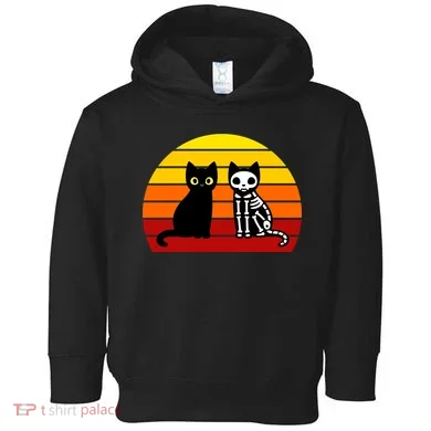 Black Cat Sunset Skeleton Toddler Hoodie