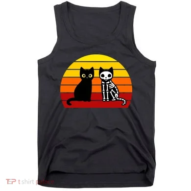 Black Cat Sunset Skeleton Tank Top