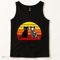 Black Cat Sunset Skeleton Tank Top thumb 2