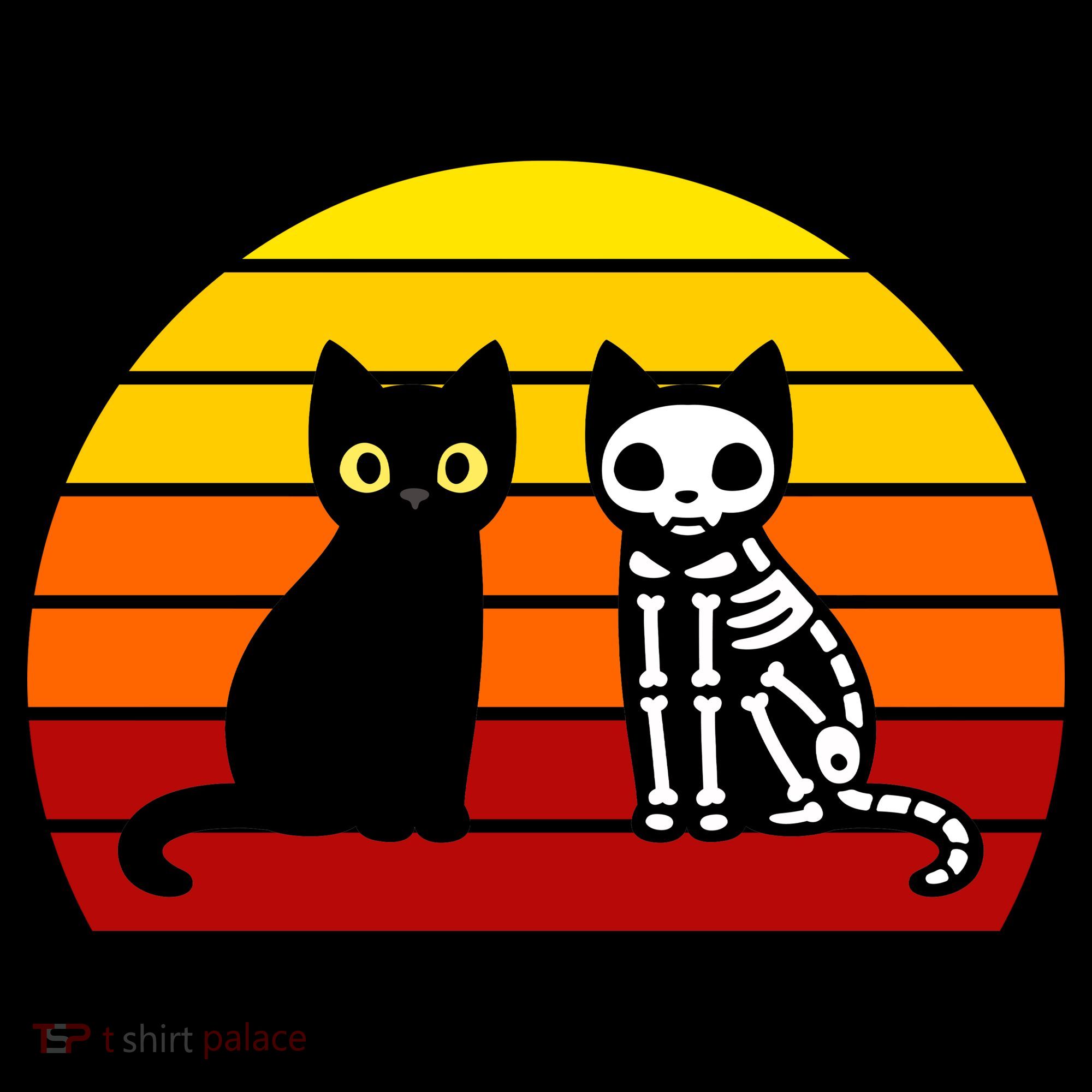 Black Cat Sunset Skeleton Tank Top