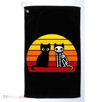 Black Cat Sunset Skeleton Golf Towel thumb 0