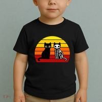 Black Cat Sunset Skeleton Toddler T-Shirt thumb 2