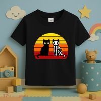 Black Cat Sunset Skeleton Toddler T-Shirt thumb 3