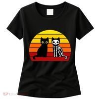 Black Cat Sunset Skeleton Women's T-Shirt thumb 0