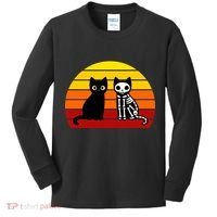 Black Cat Sunset Skeleton Kids Long Sleeve Shirt thumb 0
