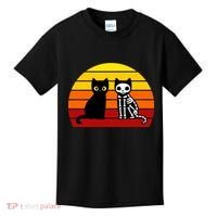 Black Cat Sunset Skeleton Kids T-Shirt thumb 0