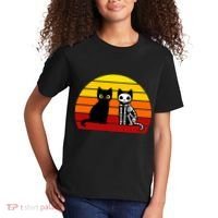 Black Cat Sunset Skeleton Kids T-Shirt thumb 2