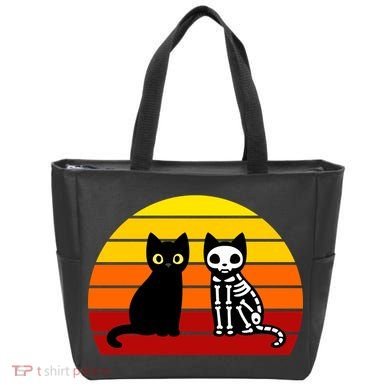 Black Cat Sunset Skeleton Tote Bag