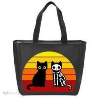 Black Cat Sunset Skeleton Tote Bag thumb 0