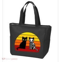 Black Cat Sunset Skeleton Tote Bag thumb 3