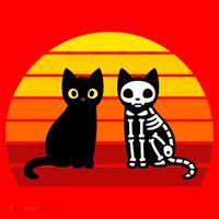 Black Cat Sunset Skeleton Santa Hat thumb 1