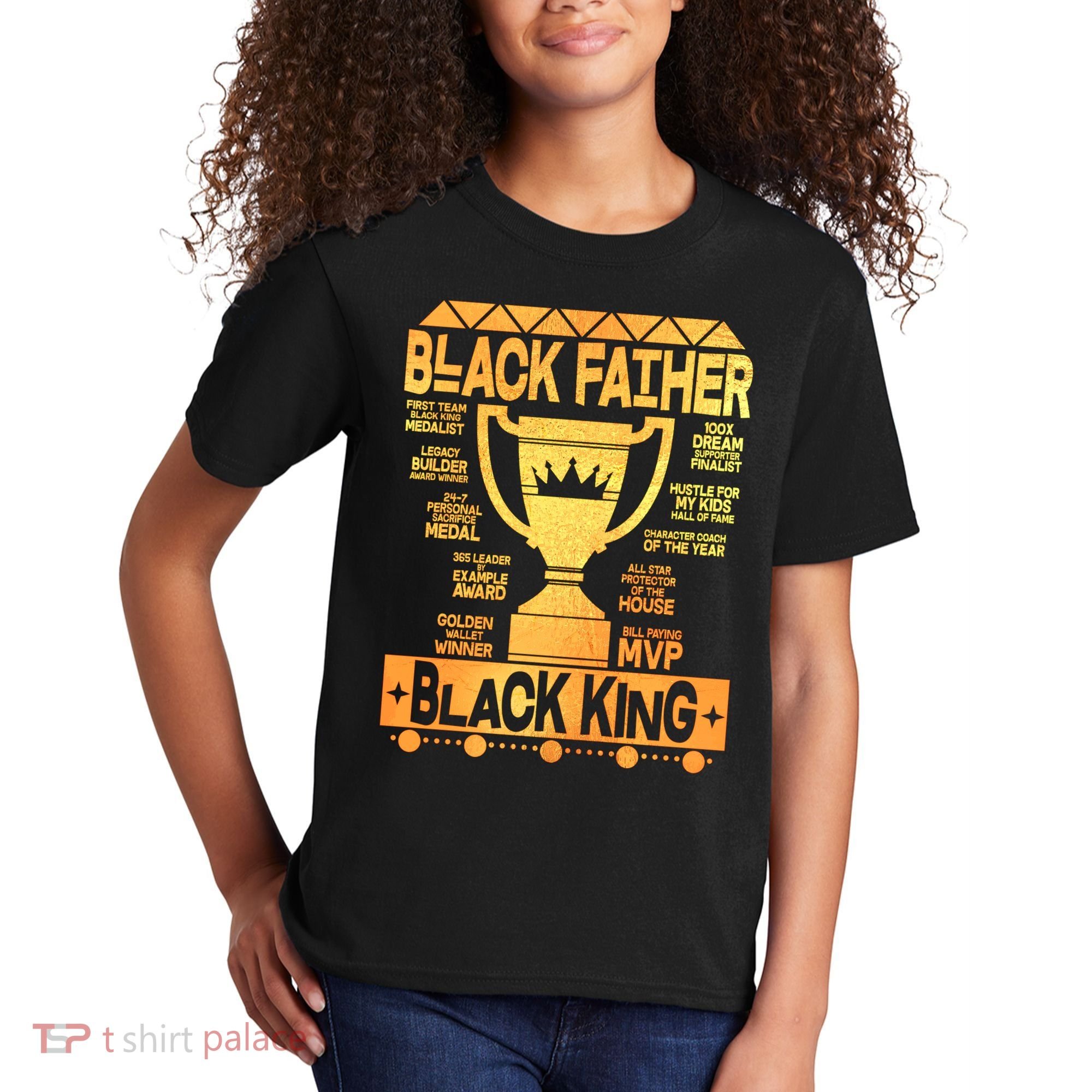 Black Father Black King Kids T-Shirt