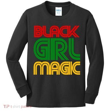 Black Girl Magic Colorful Imprint Kids Long Sleeve Shirt