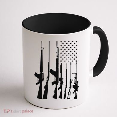Black Gun American Flag - Rifle Weapon Firearm 2nd Amendment Coffee Mug back