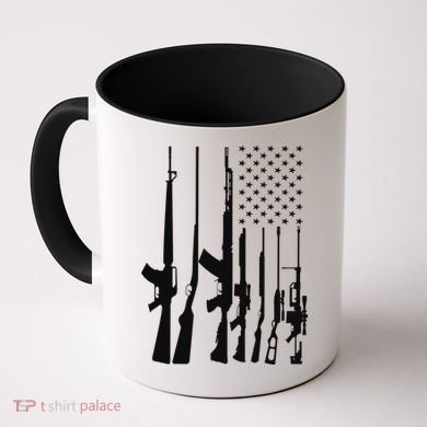 Black Gun American Flag - Rifle Weapon Firearm 2nd Amendment Coffee Mug