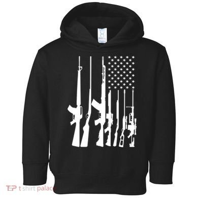 Black Gun American Flag - Rifle Weapon Firearm 2nd Amendment Toddler Hoodie