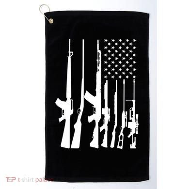 Black Gun American Flag - Rifle Weapon Firearm 2nd Amendment Golf Towel